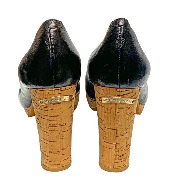 MICHAEL Michael Kors Nash Black Leather Cork Platform Pumps - Picture 8 of 11